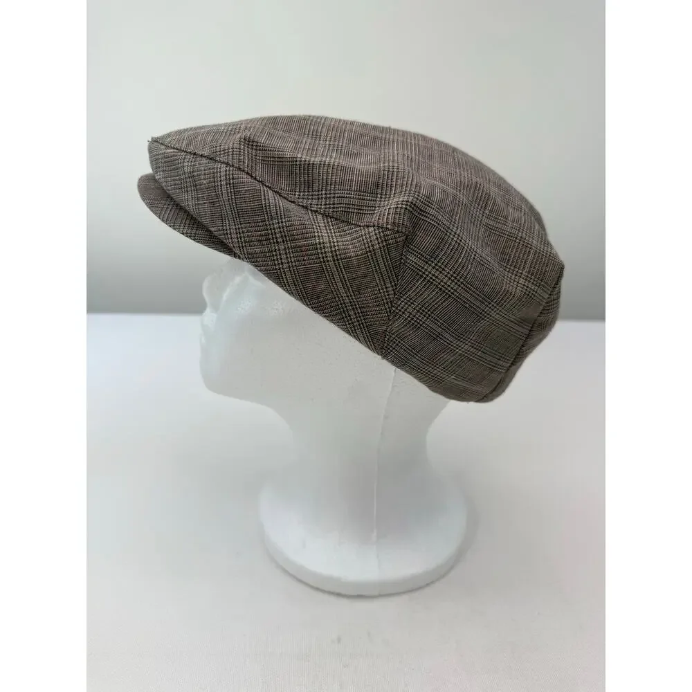 Mallory by Stetson Vintage Women’s Newsboy Hat Gray Pink Glen Plaid Union Made